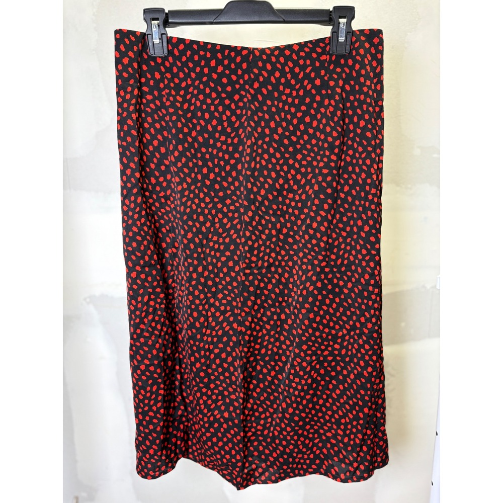 SHEIN Womens‎ Red Black Abstract Polka Dot Midi Skirt Size Large L 8/10 Retro